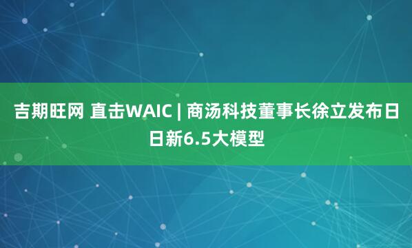 吉期旺网 直击WAIC | 商汤科技董事长徐立发布日日新6.5大模型